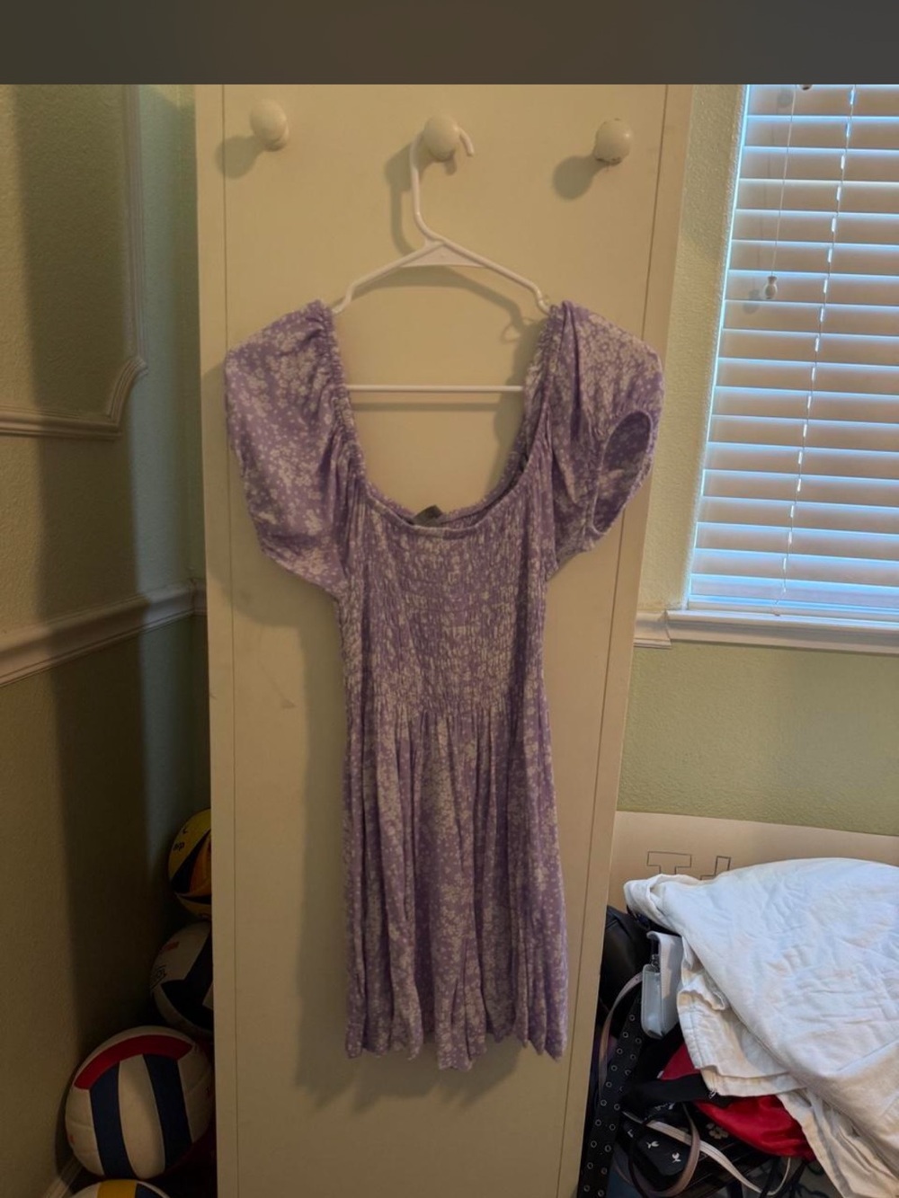 Tilly's Lavender Smocked Top with White Floral Accents
